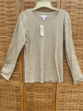 Charter Club Long Sleeve Sequin Top NWT